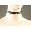 Чёрный кожаный ошейник на липучке Подиум Р289
