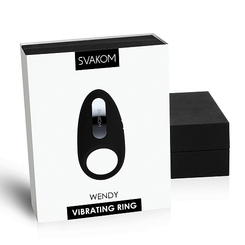 Чёрное эрекционное виброкольцо Svakom Wendy Black SRING-02