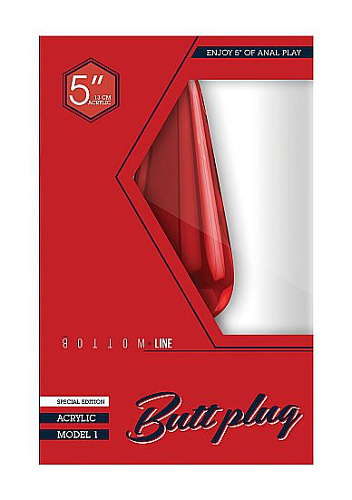Гладкий красный акриловый анальный стимулятор Shots Media BV Bottom Line Model 1 BTM002ACR (13 см)