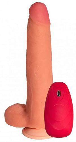 Телесный реалистичный вибратор с пультом Сумерки богов №74 3204-74 BX DD (22,5 см)