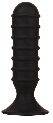 Чёрный силиконовый анальный массажёр Dream Toys MENZSTUFF RIBBED TORPEDO DONG 20727 (13 см)