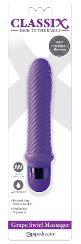 Фиолетовый ребристый вибромассажёр Pipedream Grape Swirl Vibe PD1979-12 (15,8 см)