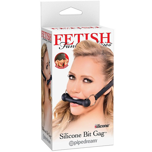 Чёрный силиконовый кляп-трензель на регулируемых ремешках Pipedream PD3918-23