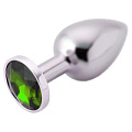 Анальное украшение с зелёным кристаллом Anal Jewelry Plug BUTT PLUG Small SM-03 (7 см)