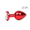 Коническая красная анальная втулка с прозрачным кристаллом Anal Jewelry Plug RM-01 (8,2 см)