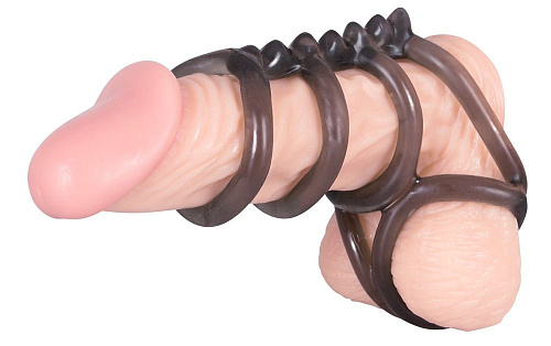 Дымчатая насадка на пенис и мошонку с гребнем Orion Penis Hodenring 05097790000