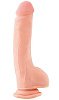 Телесный фаллоимитатор с мошонкой на присоске ToyFa 982003 (17 см)