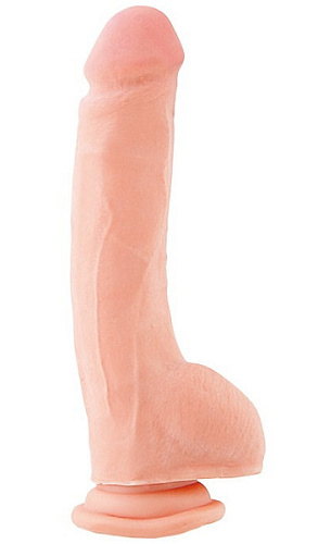 Телесный фаллоимитатор с мошонкой на присоске ToyFa 982003 (17 см)