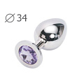 Коническая серебристая анальная втулка с кристаллом сиреневого цвета Anal Jewelry Plug SM-15 (8,2 см)