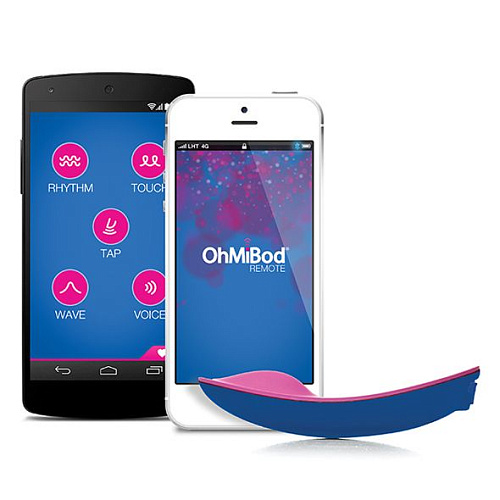Вибратор розово-голубого цвета со смарт-управлением OhMiBod BlueMotion App Controlled NEX 1 E24948