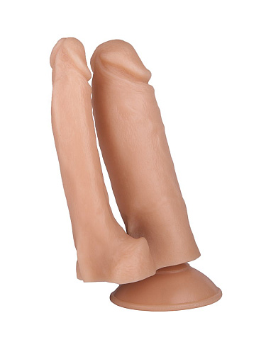 Двойной фаллоимитатор на присоске телесного цвета Сумерки богов 101-08 BX DD (13,5 см)