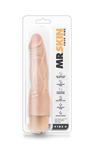 Телесный вибратор-реалистик с шипиками в основании Blush Novelties Mr. Skin Cock Vibe 4 BL-10123 (20,3 см)