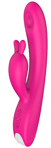 Ярко-розовый вибромассажёр-кролик Dream Toys TAPPING BUNNY 21581 (21,3 см)