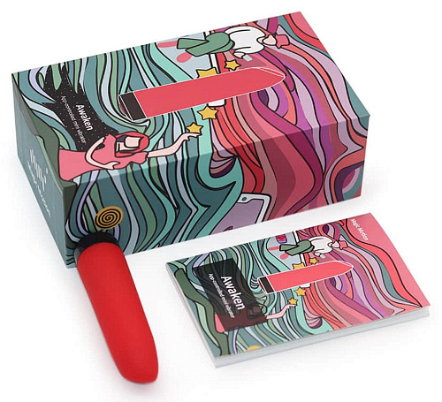 Красный мини-вибратор со скошенным кончиком Magic Motion Awaken 861147 (10 см)