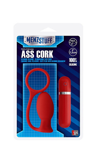 Красная вибровтулка Dream Toys MENZSTUFF ASS CORK SMALL  20910