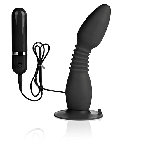 Чёрная анальная пробка с хребтом и присоской California Exotic Novelties COLT Easy Flex Glider SE-6907-03-2 (18,5 см)