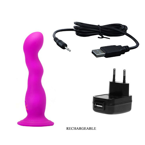 Перезаряжаемый лиловый вибратор с волнистым стволом Baile Stirring BI-014155 (12 см)