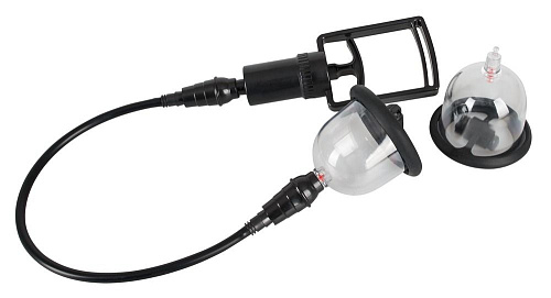 Вакуумная помпа чёрного цвета для сосков с вибрацией Orion Bad Kitty Vibrating Nipple Cups 05875750000