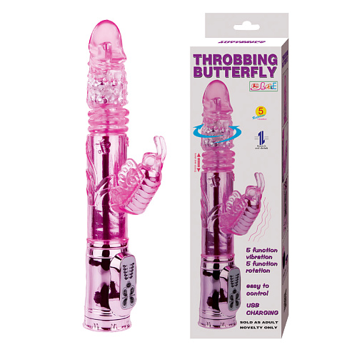 Розовый вибратор-бабочка Baile Throbbing Butterfly BW-058007-0101 (29,5 см)