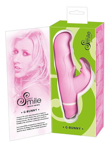 Розовый вибратор с клиторальным зайчиком Orion Smile Bunny 0575933 (15 см)