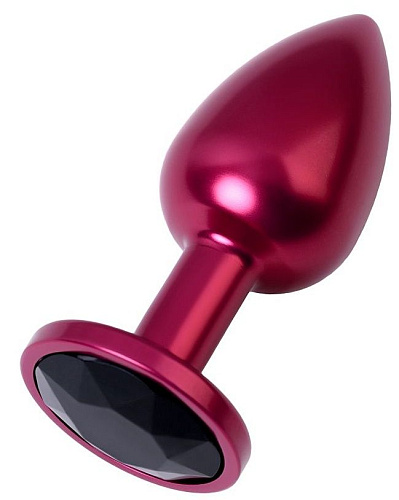 Красная анальная пробка с кристаллом чёрного цвета ToyFa 717007-95 (7,2 см)