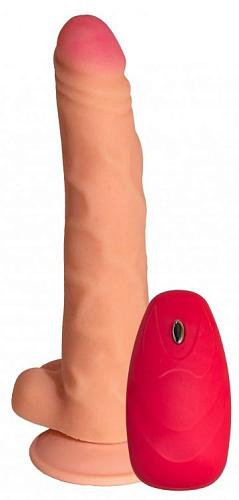 Телесный реалистичный вибратор с пультом Сумерки богов №77 3204-77 BX DD (20 см)