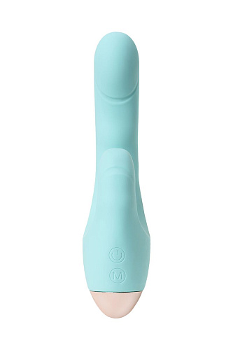 Голубой вибратор с клиторальным стимулятором ToyFa CRYSTAL 561017 (18,3 см)