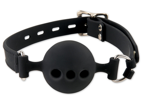 Чёрный силиконовый дышащий кляп Pipedream Silicone Breathable Ball Gag Medium PD3697-02