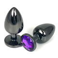 Чёрная металлическая анальная пробка с фиолетовым стразом Vandersex 400-VFL (9 см)