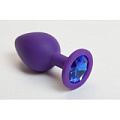 Фиолетовая силиконовая пробка с синим кристаллом 4sexdreaM 47081-2 (9,5 см)