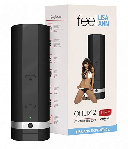 Мастурбатор чёрного цвета Kiiroo ONYX 2 TELEDILDONIC MASTURBATOR LISA ANN E28470