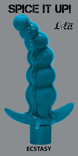 Бирюзовая анальная ёлочка с вибрацией Lola toys Ecstasy 8009-03Lola (14 см)