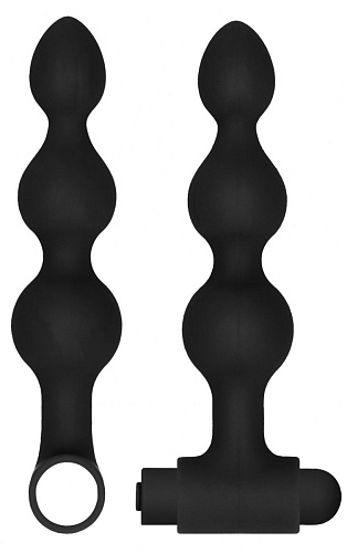 Чёрный анальный вибронабор Shots Media BV USB-Rechargeable Anal Set OU444BLK