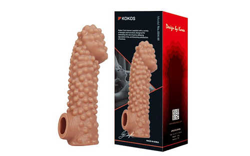 Телесная насадка на фаллос с бугорками KOKOS RES.004-L (17,6 см)