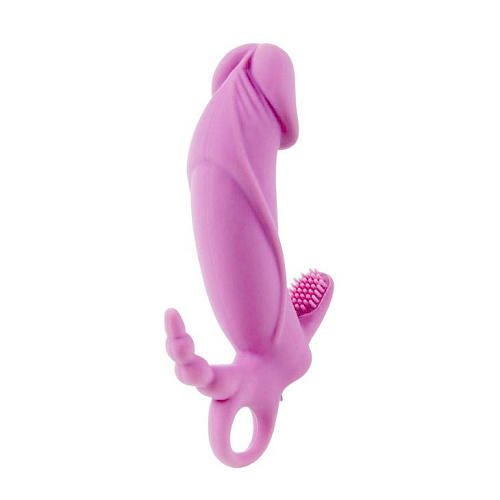 Розовый вибромассажёр для стимуляции точки G, клитора и анальной зоны Baile BI-040026-0101 (13,2 см)