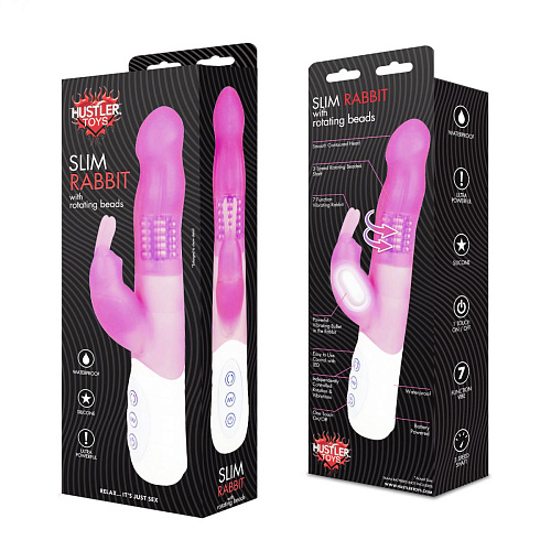 Силиконовый розовый вибратор с кроликом Hustler HT-R4-PNK (21 см)