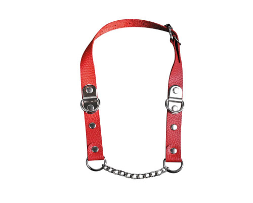 Красный кожаный кляп с цепью Sitabella 3095-2