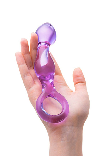 Нежно-фиолетовый стеклянный фаллоимитатор с ручкой-кольцом Sexus 912246 (12 см)