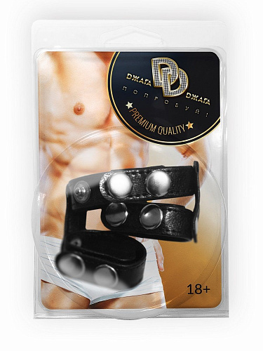 Чёрное эрекционное лассо на пенис и мошонку на заклепках Сумерки богов 901-07 BX DD