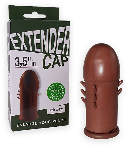 Коричневый латексный удлинитель пениса с шипиками Sitabella 3.5 in 3237