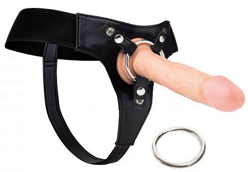 Чёрные трусики для страпона Shots Media BV Harness Deluxe O-ring REA047