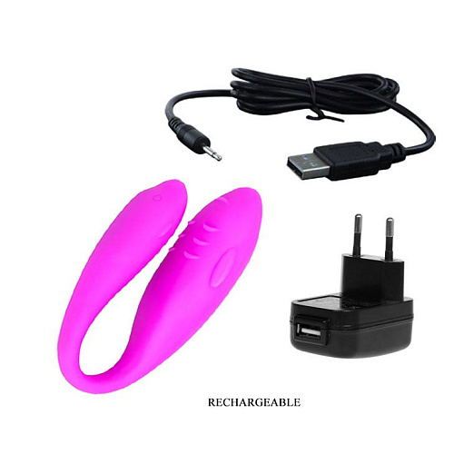 Лиловый вибромассажёр для пар U-образной формы Baile Pleasure BI-014148