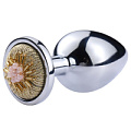 Серебристая анальная пробка с золотистым декором Vandersex 085-M-GLD-SIL (8,1 см)