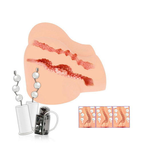 Вибрирующий мастурбатор-полуторс телесного цвета — вагина и анус KOKOS Olivia Say M03-003-01V