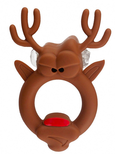 Коричневое эрекционное виброкольцо с рожками Shots Media BV The Red Nosed SLI169