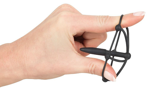 Чёрный силиконовый расширитель Orion Penis Plug with Glans Cage 05350520000