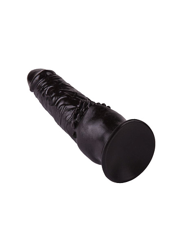 Чёрный фаллоимитатор с клиторальными шипами LOVETOY (А-Полимер) 400900 (17,8 см)
