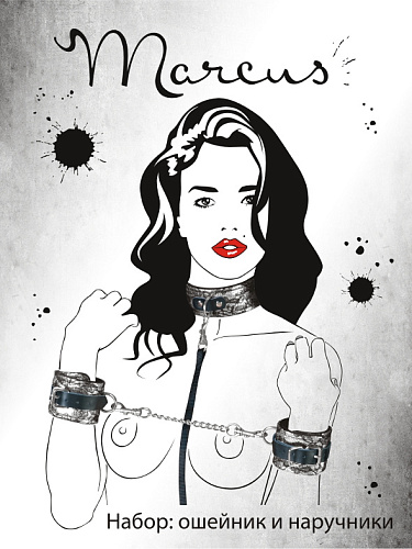 Кружевной набор серебристого цвета: ошейник и наручники ToyFa 716011