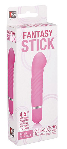 Розовый мини-вибратор с увеличенной головкой и рёбрами Dream Toys NEON FANTASY STICK PINK 20552 (11 см)