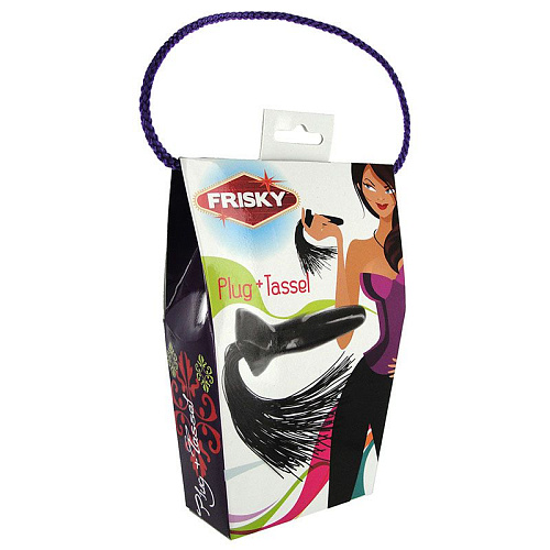 Чёрная анальная пробка с хвостом XR Brands Frisky Anal Plug with Tassels AC665 (11 см)